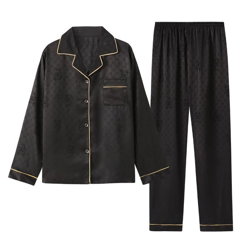 Náttföt satín svört. st 38-44