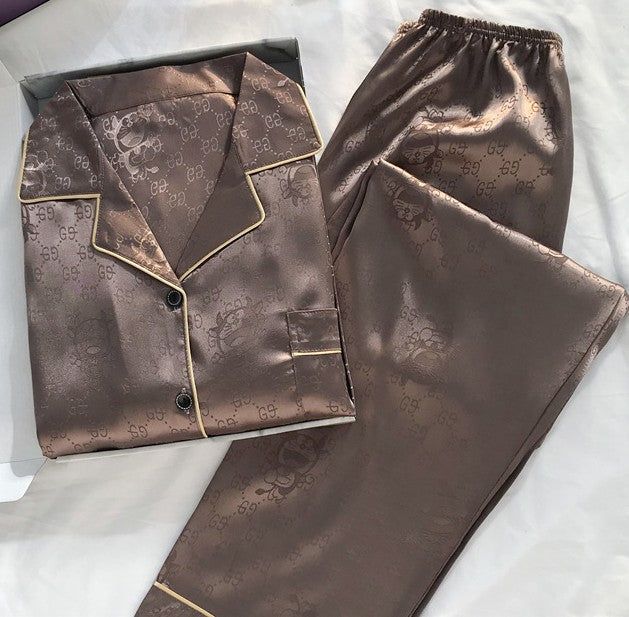 Náttföt satín röndótt M-XL. 6 Litir.
