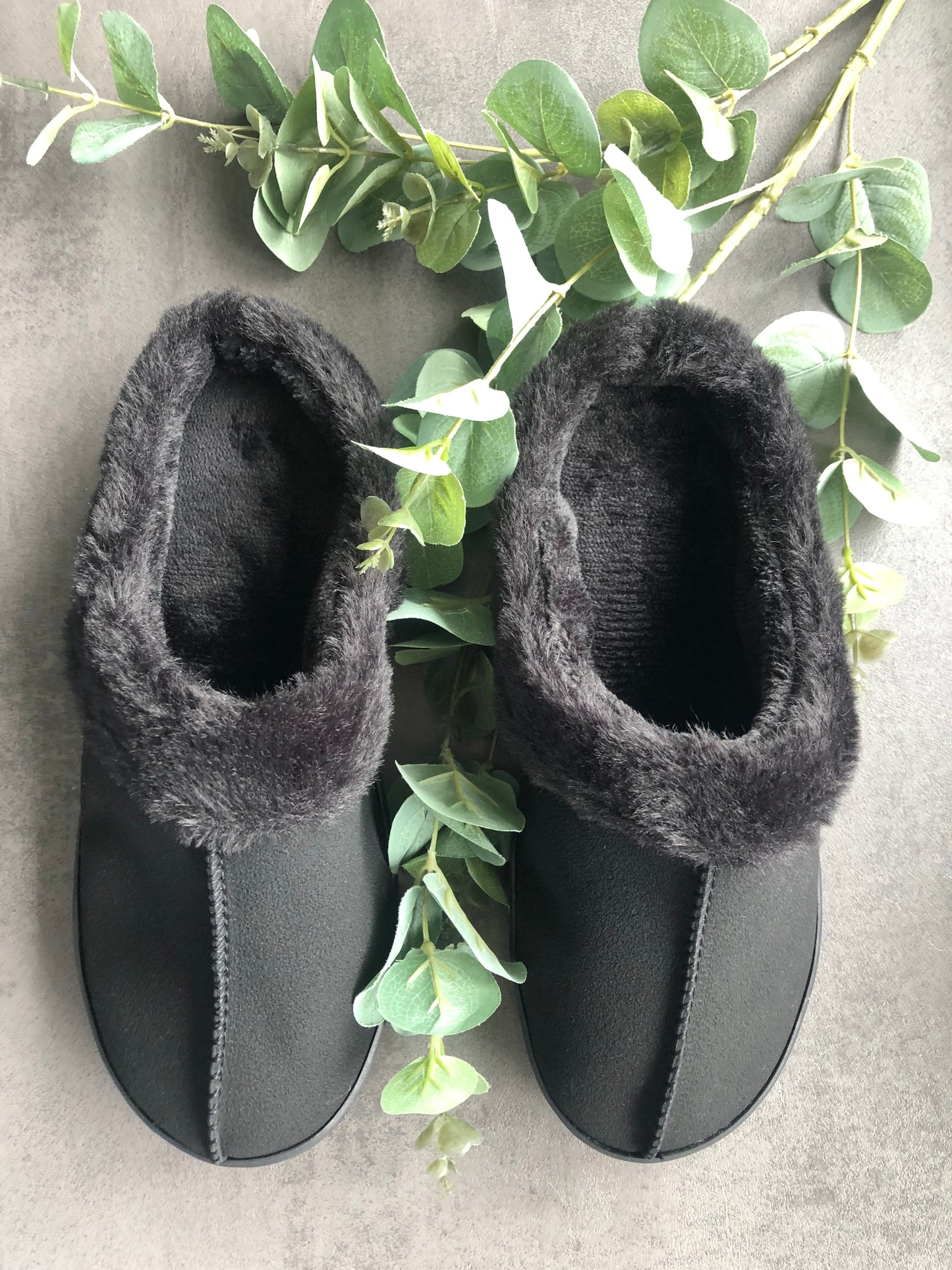 Inniskór "Unisex" svartir loð skinn 36-47