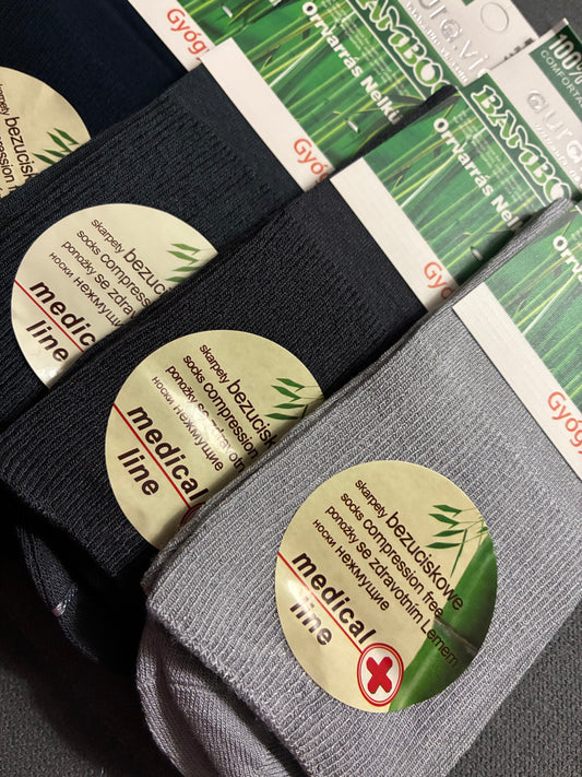Herrasokkar Medical bamboo með lausu stroffi st 39-46